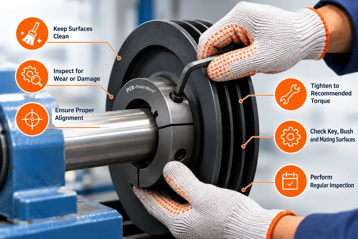 Taper Lock Bush maintenance with proper alignment, wear inspection, torque tightening and regular checks for reliable power transmission.